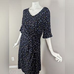 Yumi Polka Dot Twist Front Dress | Modest Jersey | Bell Sleeve Midi